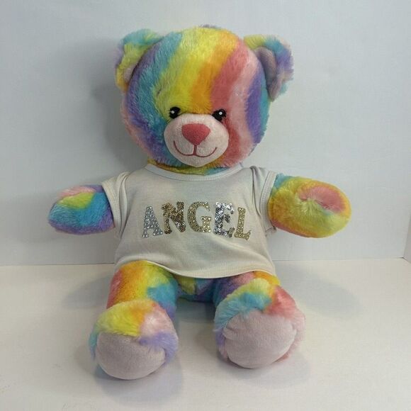 Build A Bear Enchanted Garden Rainbow Hugs Rainbow Plush Teddy Bear Stripes - Picture 1 of 3